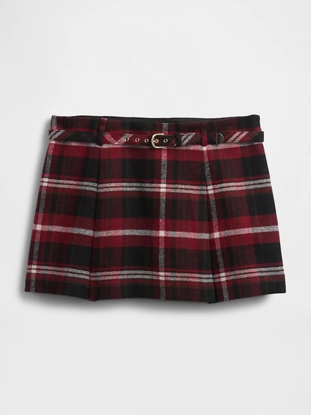 Gap Wool-Blend Plaid Pleated Belted Mini Skort M Tall